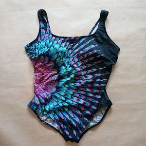 Great Lengths Size 18 One Piece Swimsuit Colorful Abstract Swimwear